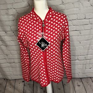 Mia Reis Reversible Zipper Sweater Red/White